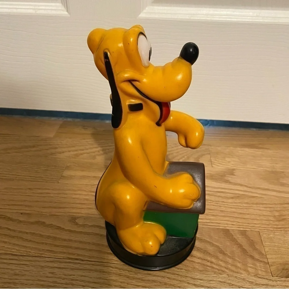 Vintage Pluto Plastic Bank Piggie Penny Change NO STOPPER Disney Dog